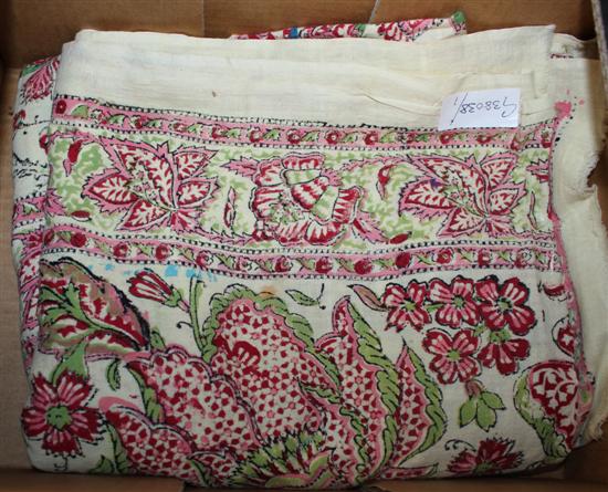 Early 20C hand printed Indian bed cover